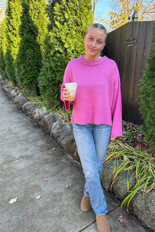 THE BAILEY SWEATER IN PERFECT PINK