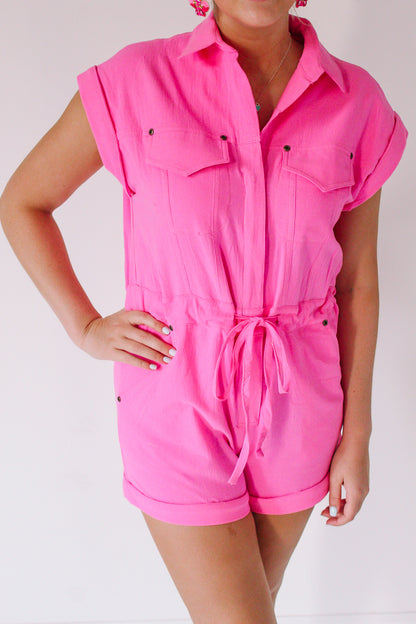 THE PINK COLLARED GIRL ROMPER